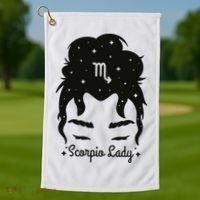Scorpio Messy Hair Bun Birthday Gift Golf Towel thumb 1