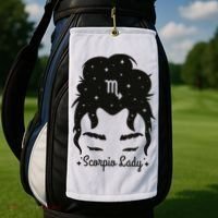 Scorpio Messy Hair Bun Birthday Gift Golf Towel thumb 2
