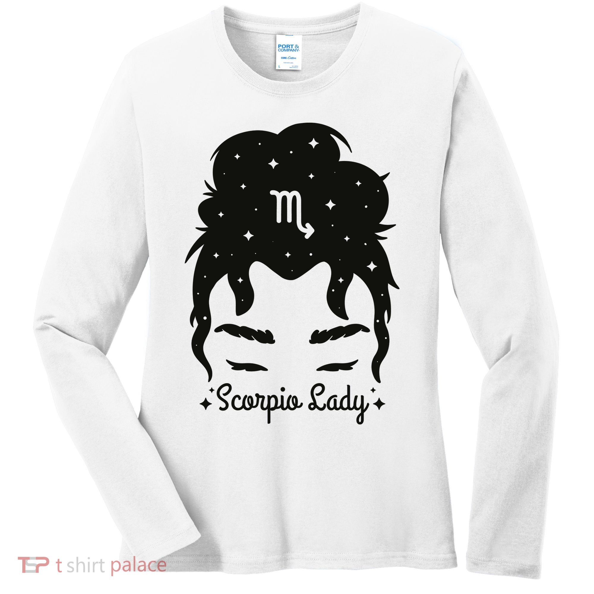 Scorpio Messy Hair Bun Birthday Gift Women's Long Sleeve Shirt