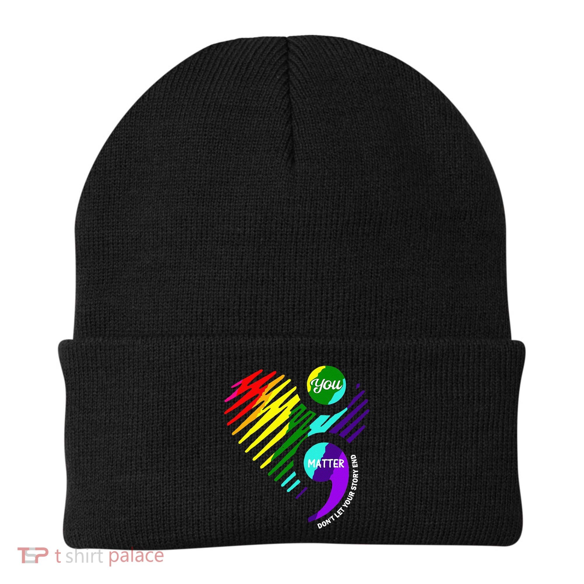 Semicolon Mental Health Awareness Beanie