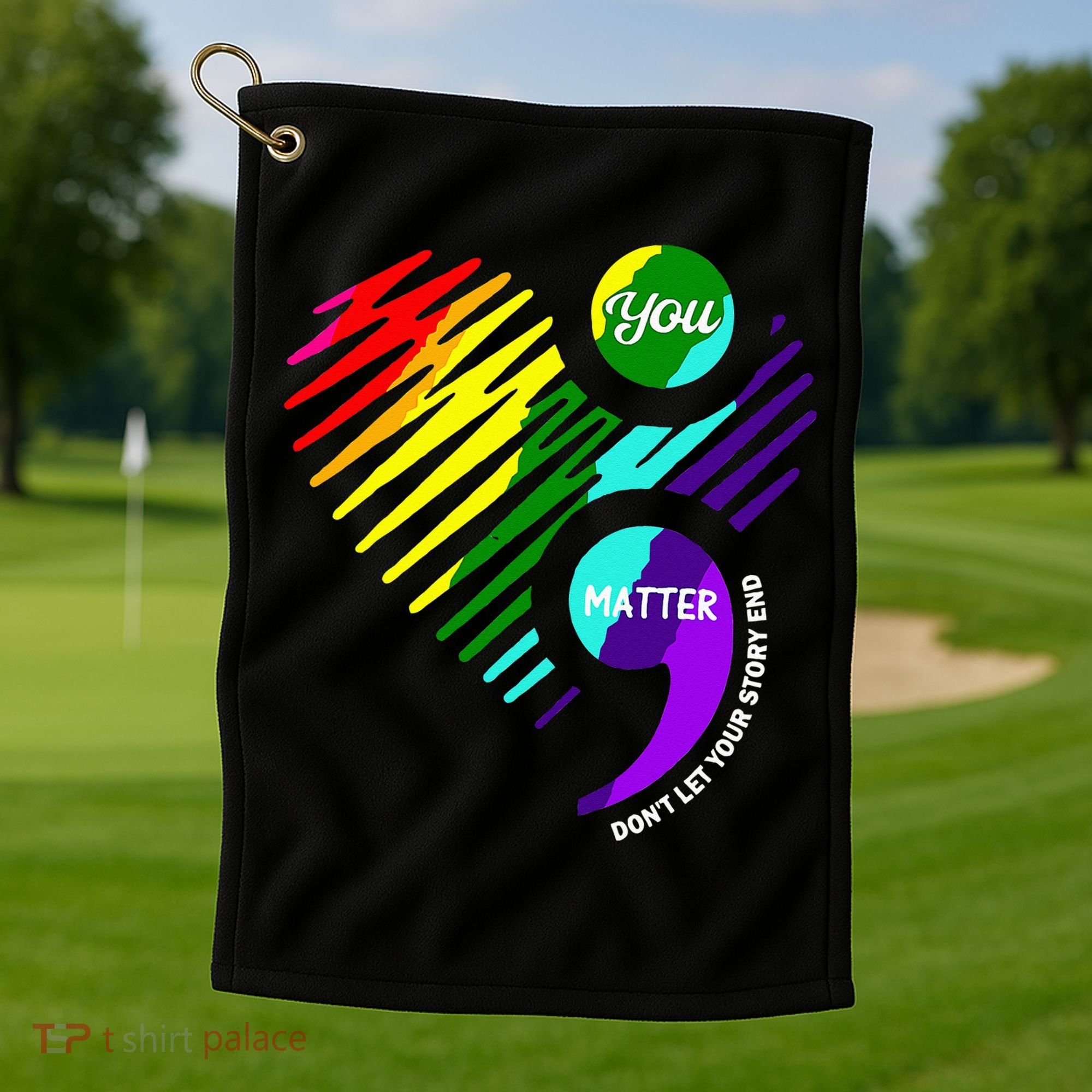 Semicolon Mental Health Awareness Golf Towel