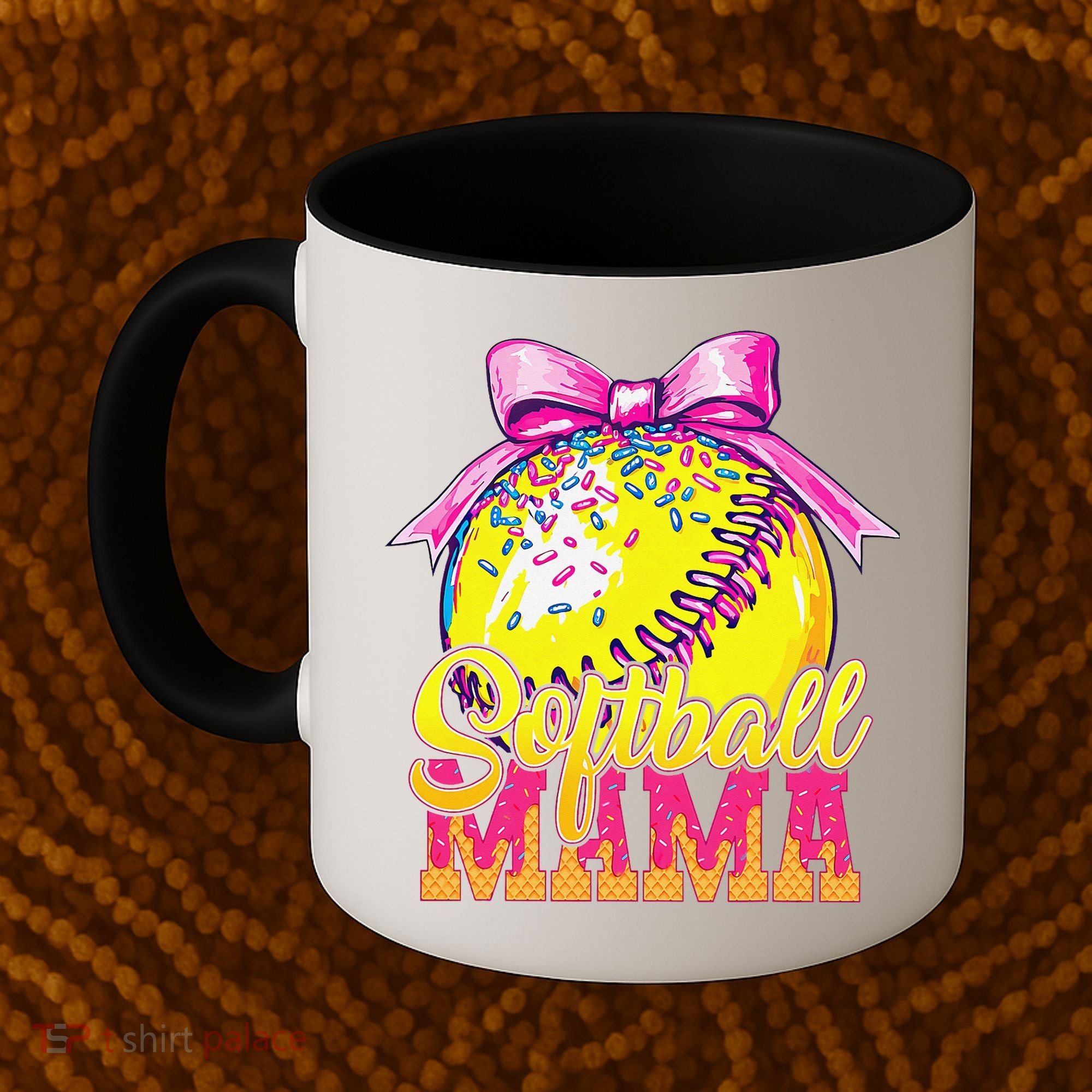 Softball Mama Ice Cream Drip Cheer Mom Game Day Mothers Day Coffee Mug