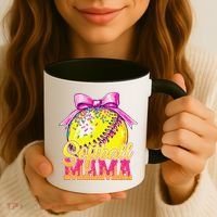 Softball Mama Ice Cream Drip Cheer Mom Game Day Mothers Day Coffee Mug thumb 3