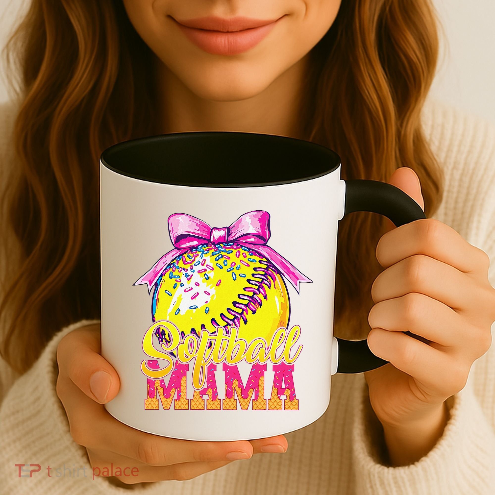 Softball Mama Ice Cream Drip Cheer Mom Game Day Mothers Day Coffee Mug