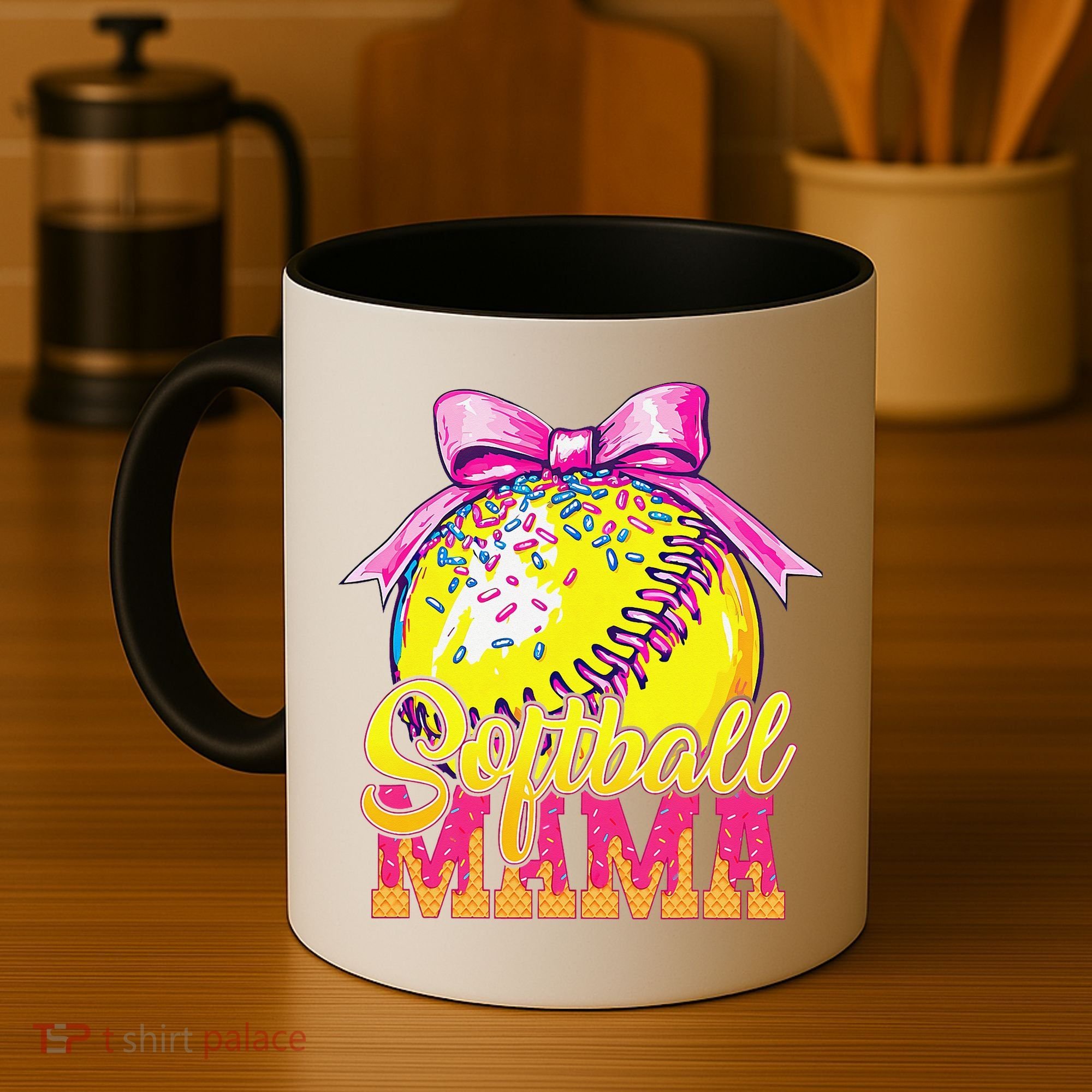 Softball Mama Ice Cream Drip Cheer Mom Game Day Mothers Day Coffee Mug