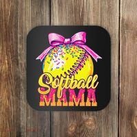 Softball Mama Ice Cream Drip Cheer Mom Game Day Mothers Day Coaster thumb 0