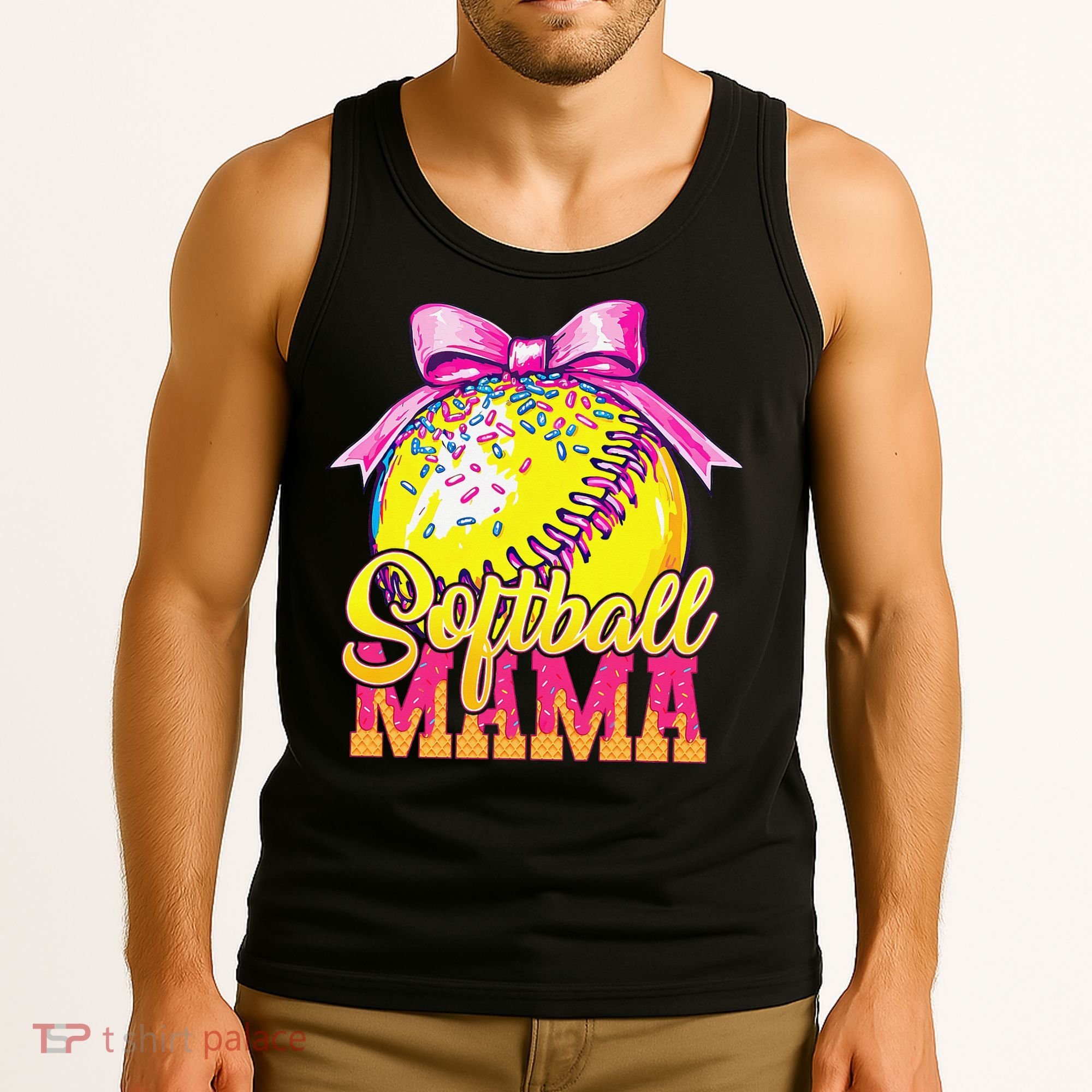 Softball Mama Ice Cream Drip Cheer Mom Game Day Mothers Day Tank Top