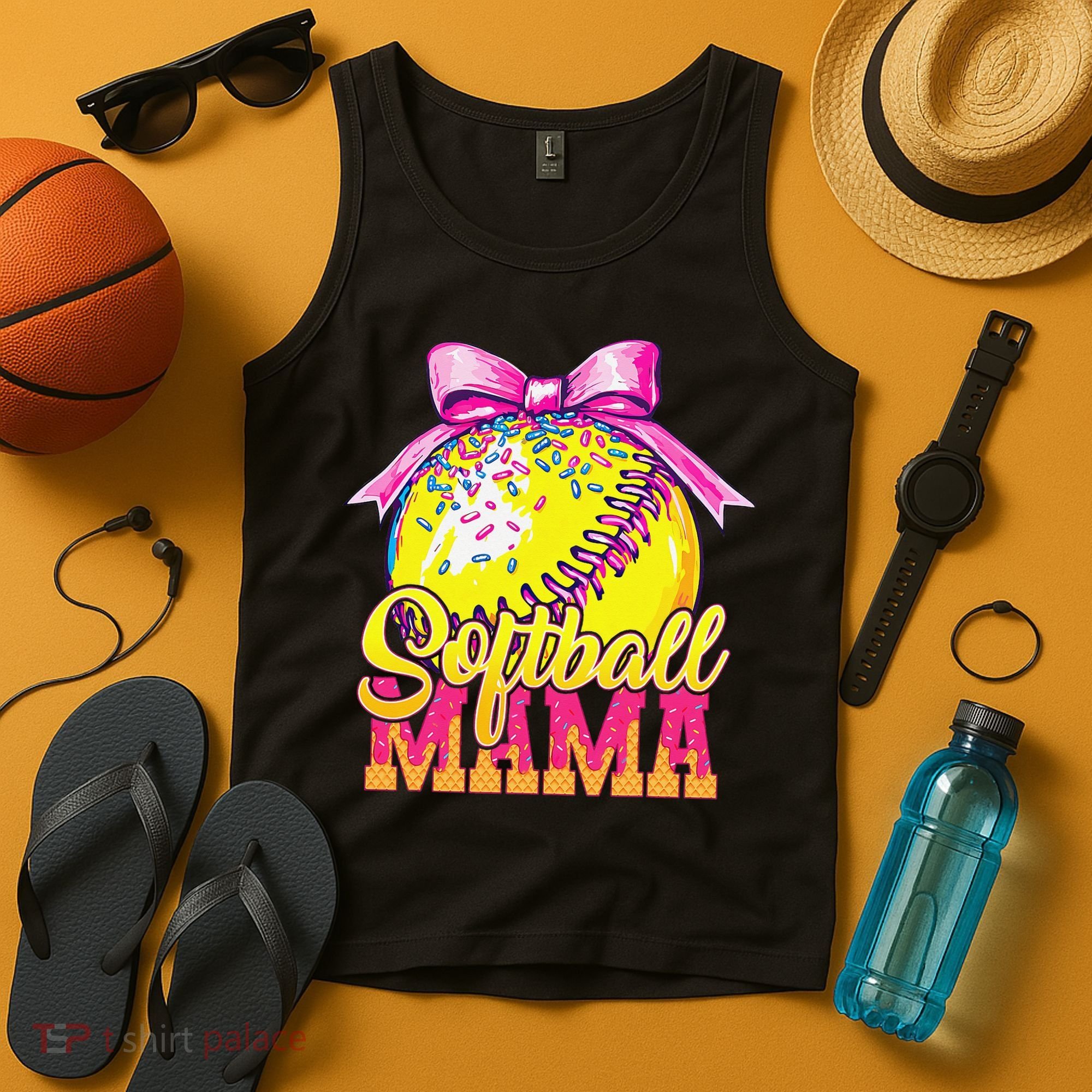 Softball Mama Ice Cream Drip Cheer Mom Game Day Mothers Day Tank Top