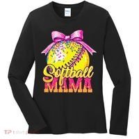 Softball Mama Ice Cream Drip Cheer Mom Game Day Mothers Day Women's Long Sleeve Shirt thumb 0