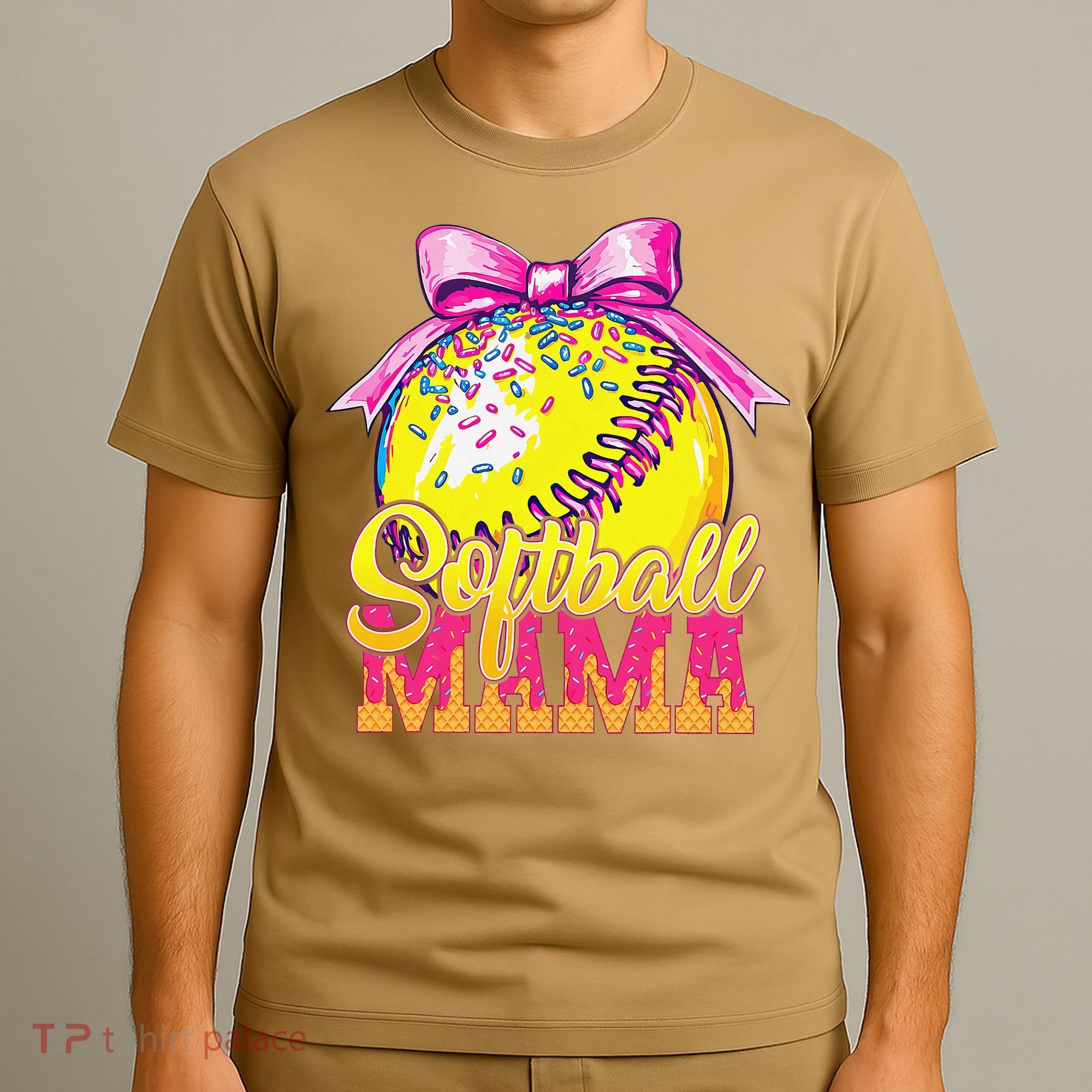 Softball Mama Ice Cream Drip Cheer Mom Game Day Mothers Day T-Shirt