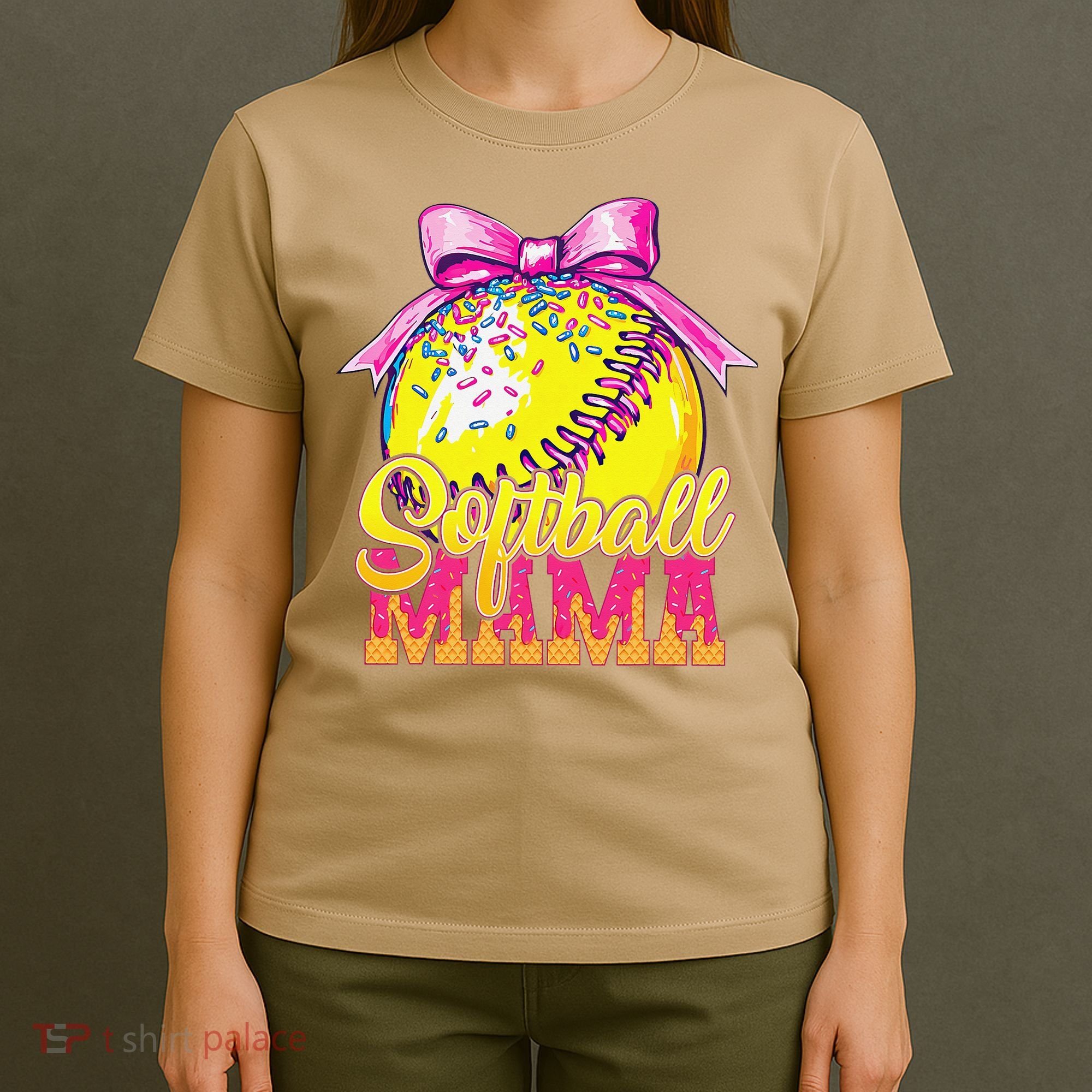 Softball Mama Ice Cream Drip Cheer Mom Game Day Mothers Day T-Shirt