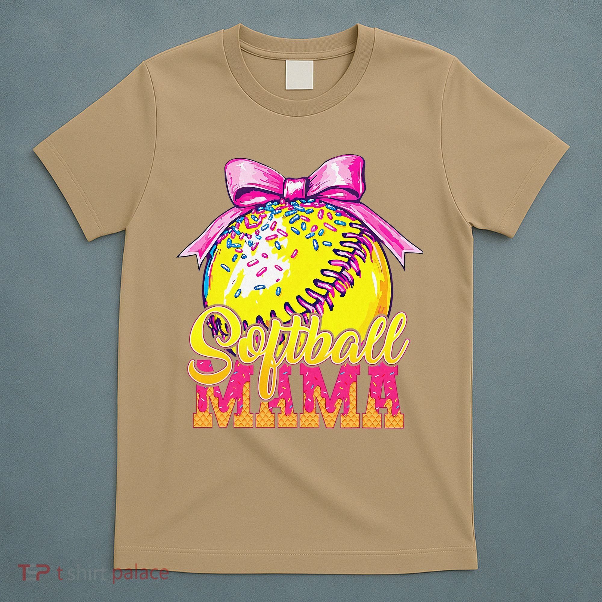 Softball Mama Ice Cream Drip Cheer Mom Game Day Mothers Day T-Shirt