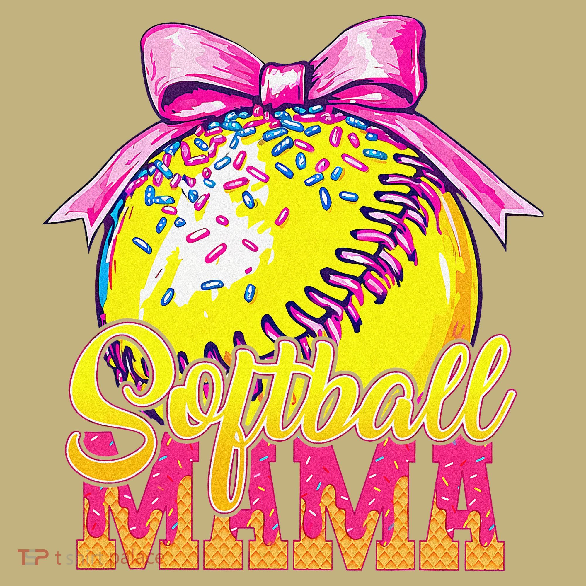 Softball Mama Ice Cream Drip Cheer Mom Game Day Mothers Day Button