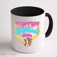 Softball Mama Ice Cream Drip Cheer Mom Game Day Mothers Day Coffee Mug thumb 1