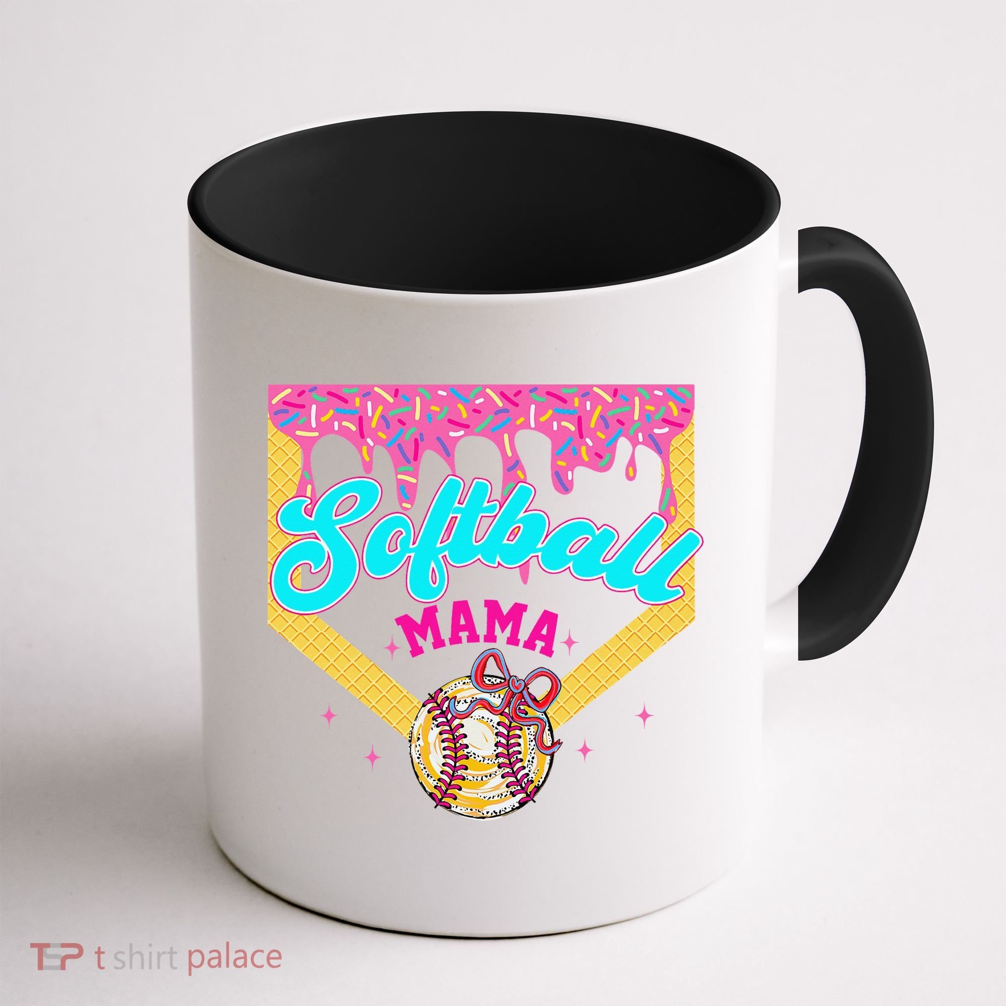 Softball Mama Ice Cream Drip Cheer Mom Game Day Mothers Day Coffee Mug