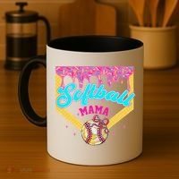 Softball Mama Ice Cream Drip Cheer Mom Game Day Mothers Day Coffee Mug thumb 4