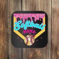 Softball Mama Ice Cream Drip Cheer Mom Game Day Mothers Day Coaster thumb 0