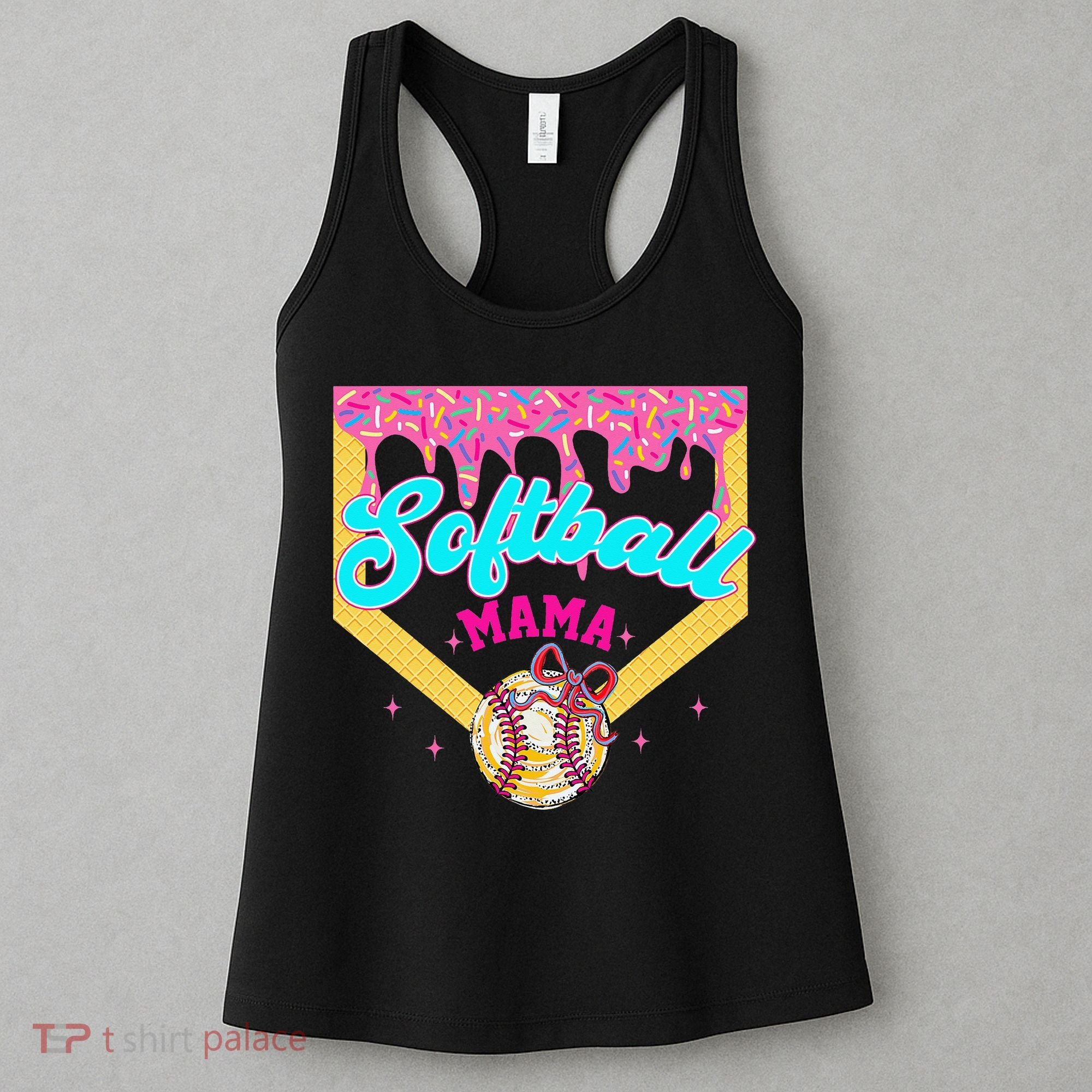 Softball Mama Ice Cream Drip Cheer Mom Game Day Mothers Day Women's Tank Top
