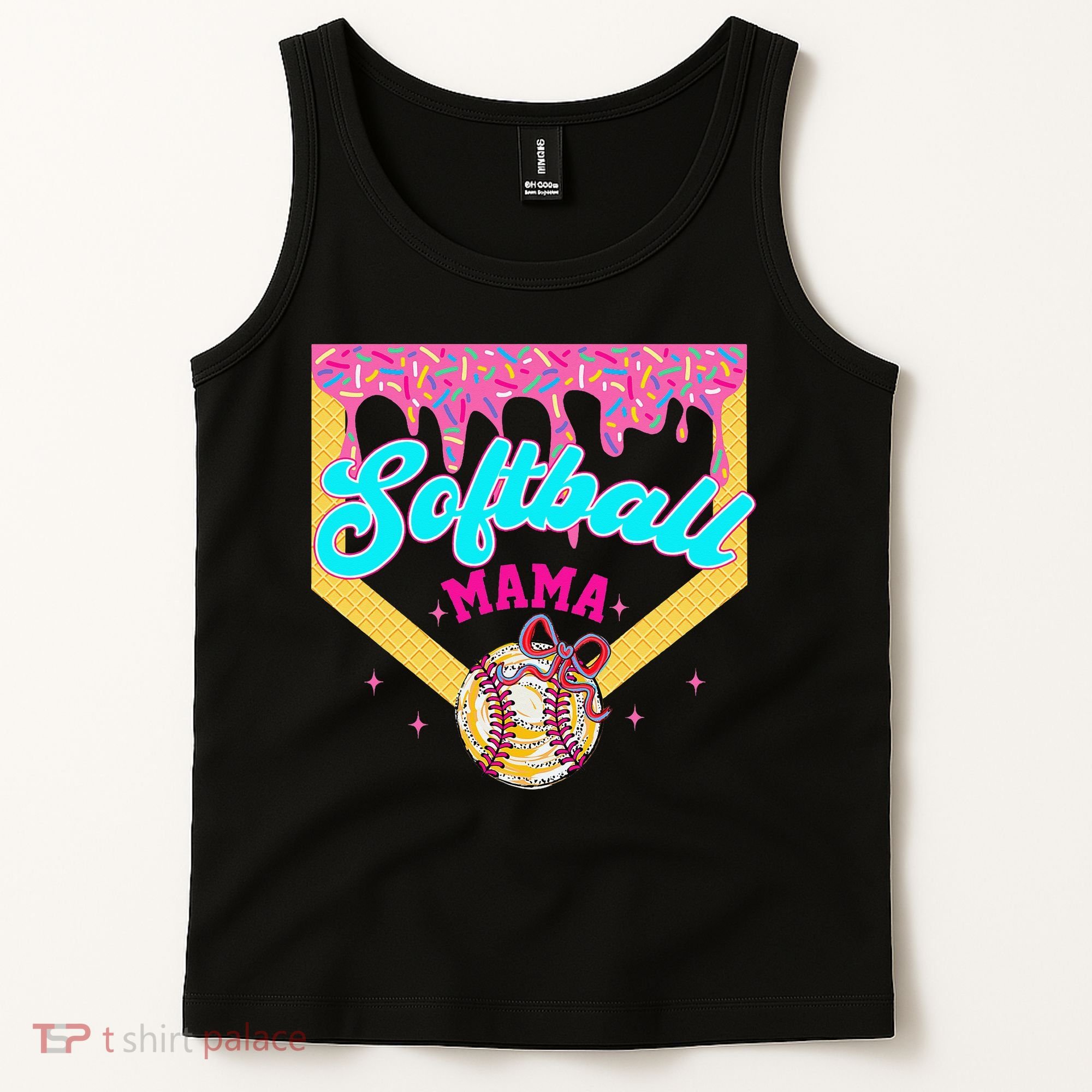 Softball Mama Ice Cream Drip Cheer Mom Game Day Mothers Day Tank Top