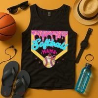Softball Mama Ice Cream Drip Cheer Mom Game Day Mothers Day Tank Top thumb 4