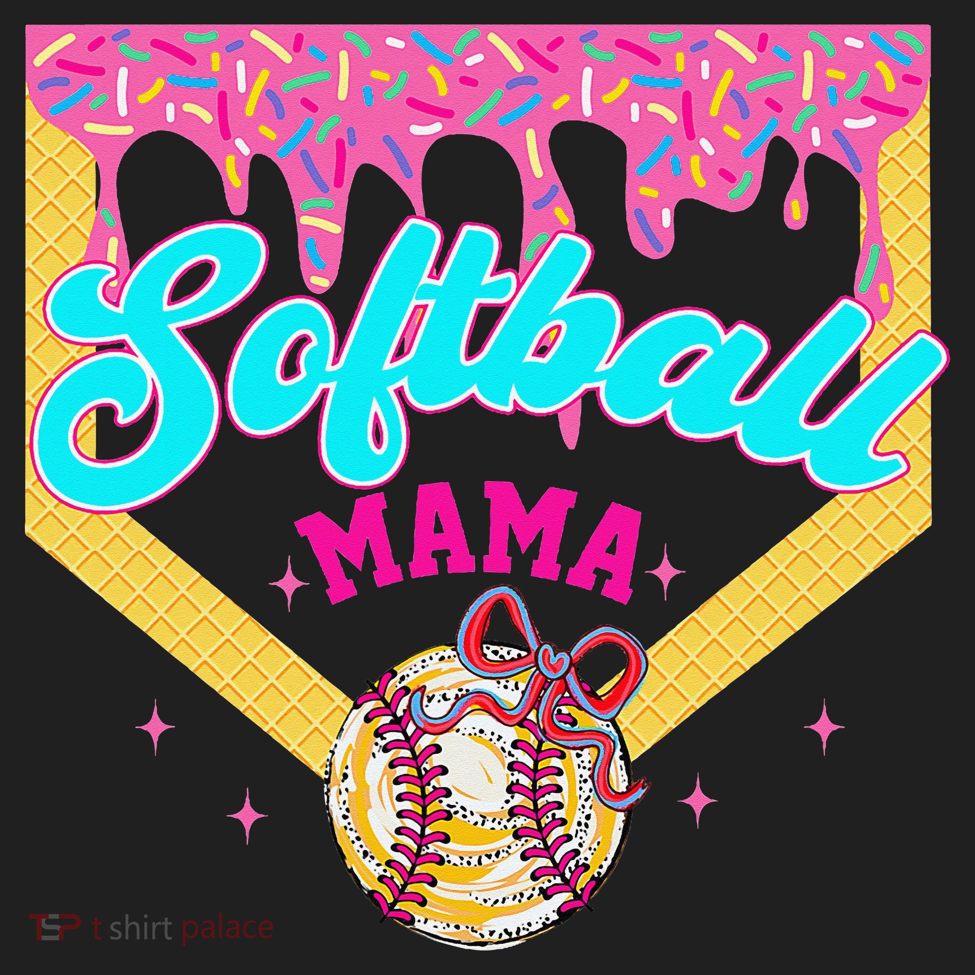 Softball Mama Ice Cream Drip Cheer Mom Game Day Mothers Day Golf Towel