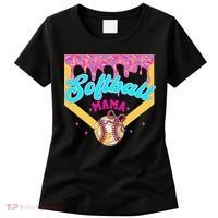 Softball Mama Ice Cream Drip Cheer Mom Game Day Mothers Day Women's T-Shirt thumb 0