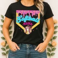 Softball Mama Ice Cream Drip Cheer Mom Game Day Mothers Day Women's T-Shirt thumb 2