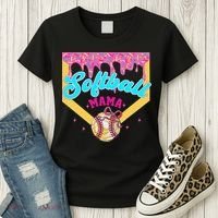 Softball Mama Ice Cream Drip Cheer Mom Game Day Mothers Day Women's T-Shirt thumb 3