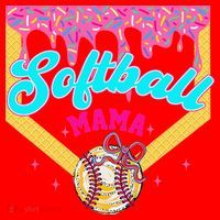 Softball Mama Ice Cream Drip Cheer Mom Game Day Mothers Day Santa Hat thumb 1