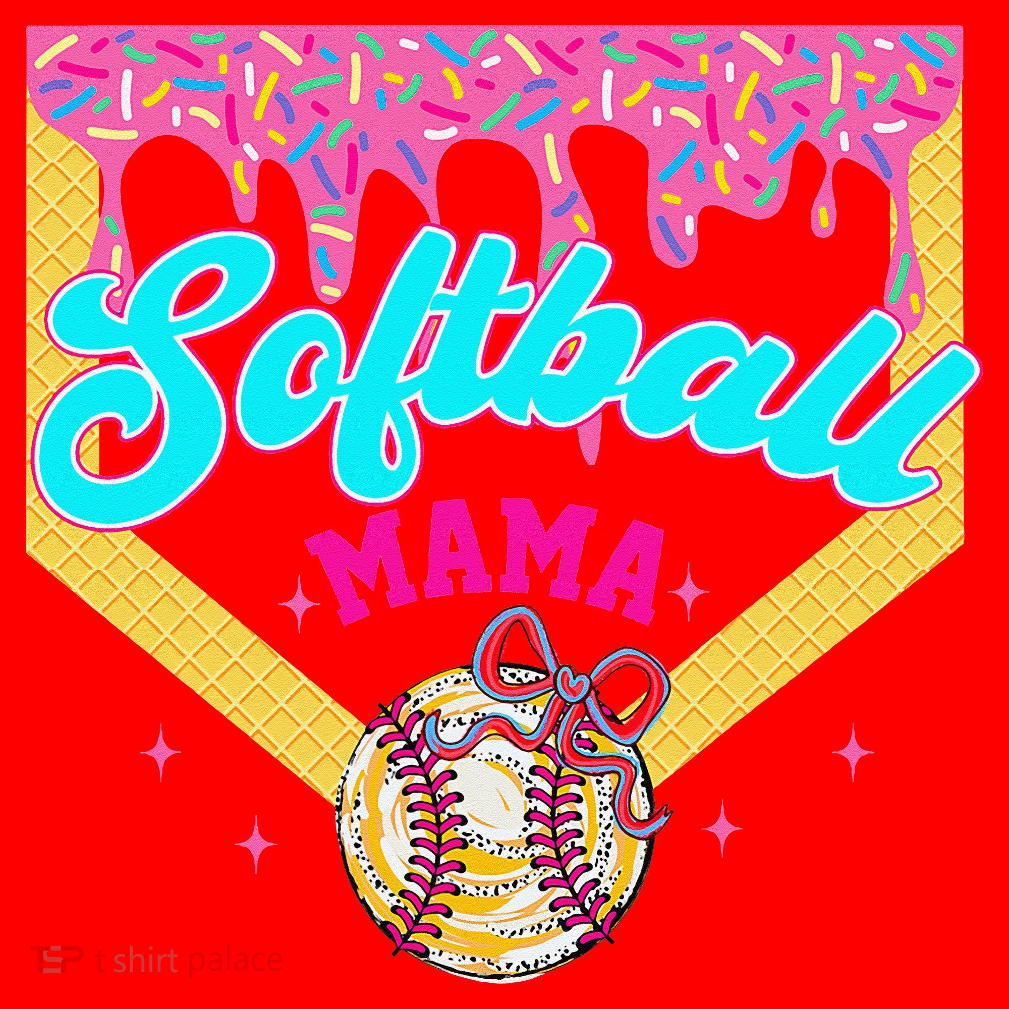 Softball Mama Ice Cream Drip Cheer Mom Game Day Mothers Day Santa Hat
