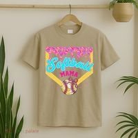 Softball Mama Ice Cream Drip Cheer Mom Game Day Mothers Day T-Shirt thumb 2
