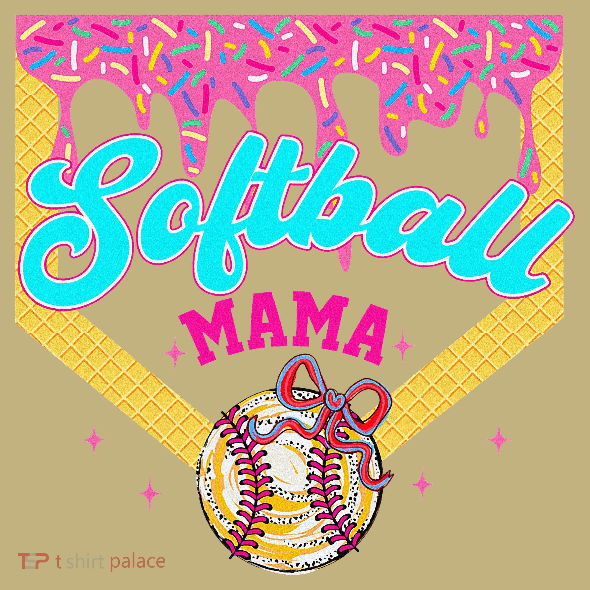 Softball Mama Ice Cream Drip Cheer Mom Game Day Mothers Day Polo