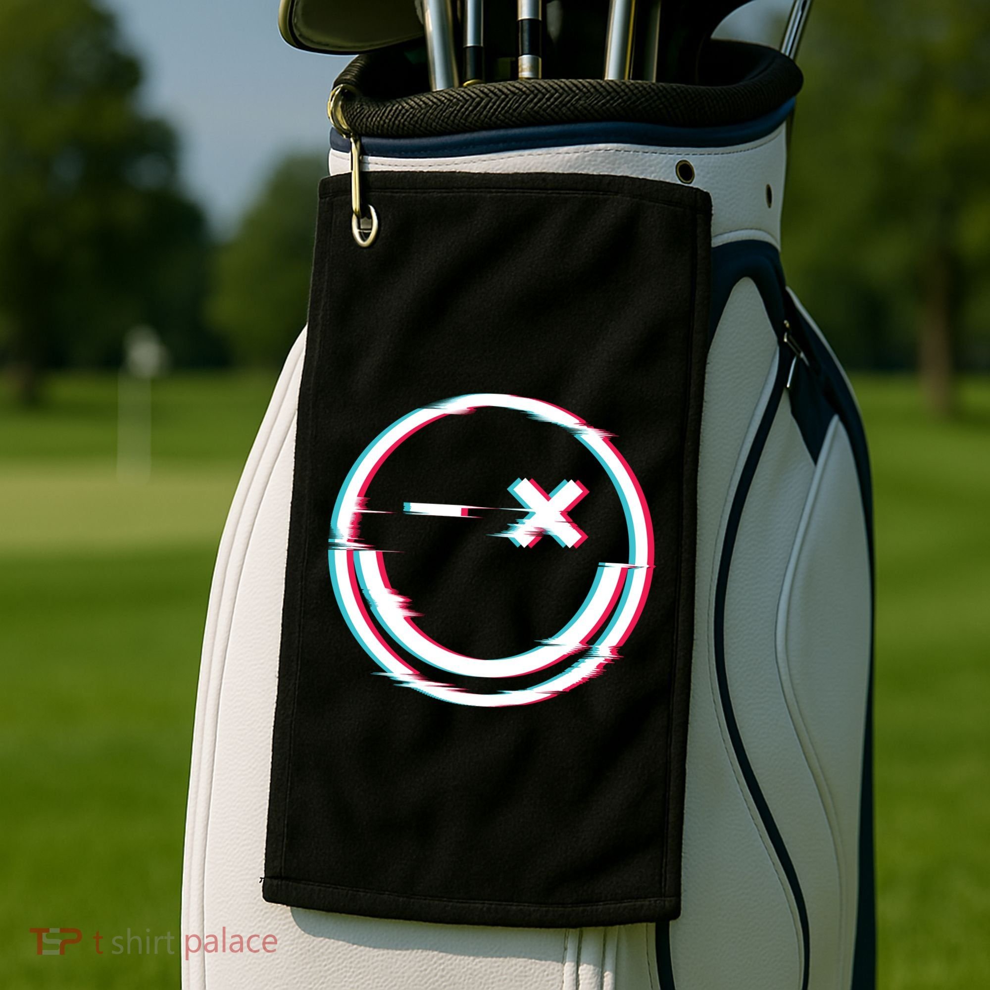 Smile Glitch Golf Towel