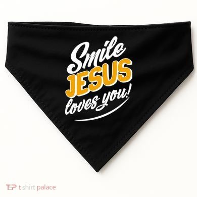Smile Jesus Loves You!  USA-Made Doggie Bandana