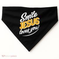 Smile Jesus Loves You!  USA-Made Doggie Bandana thumb 0