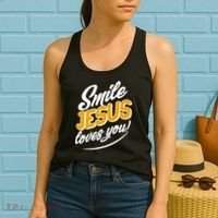 Smile Jesus Loves You!  Women's Tank Top thumb 2