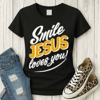 Smile Jesus Loves You!  Women's T-Shirt thumb 3