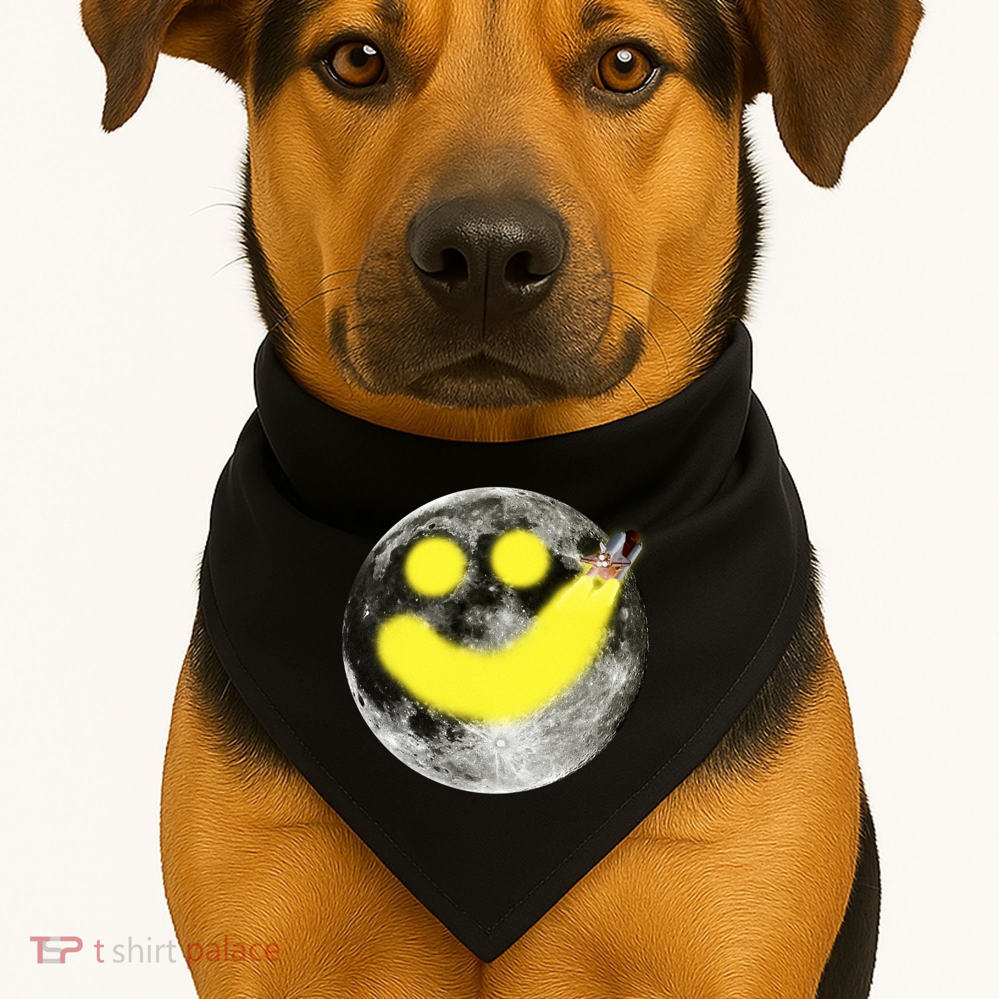 Smiley Face Happy Moon  USA-Made Doggie Bandana