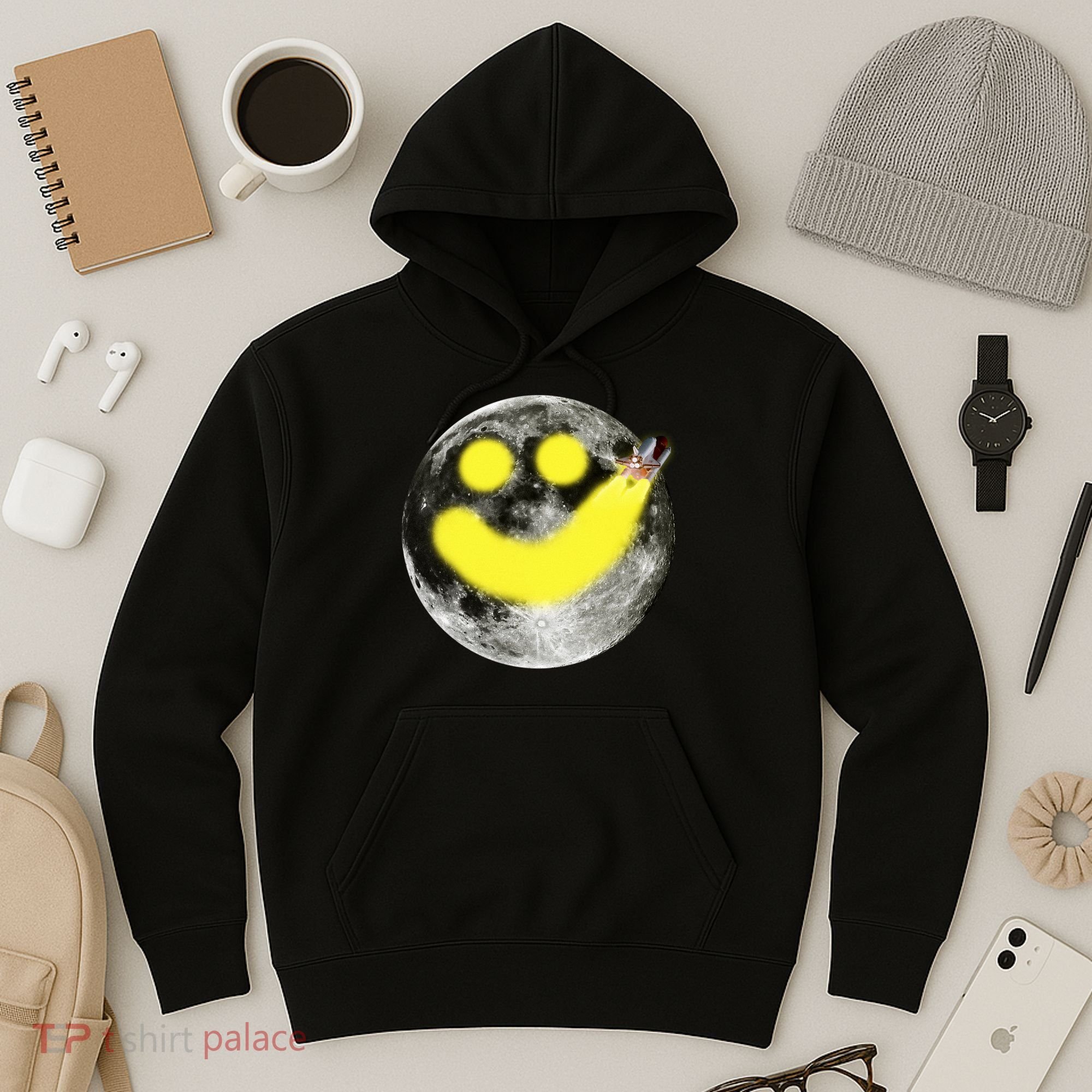 Smiley Face Happy Moon  Hoodie