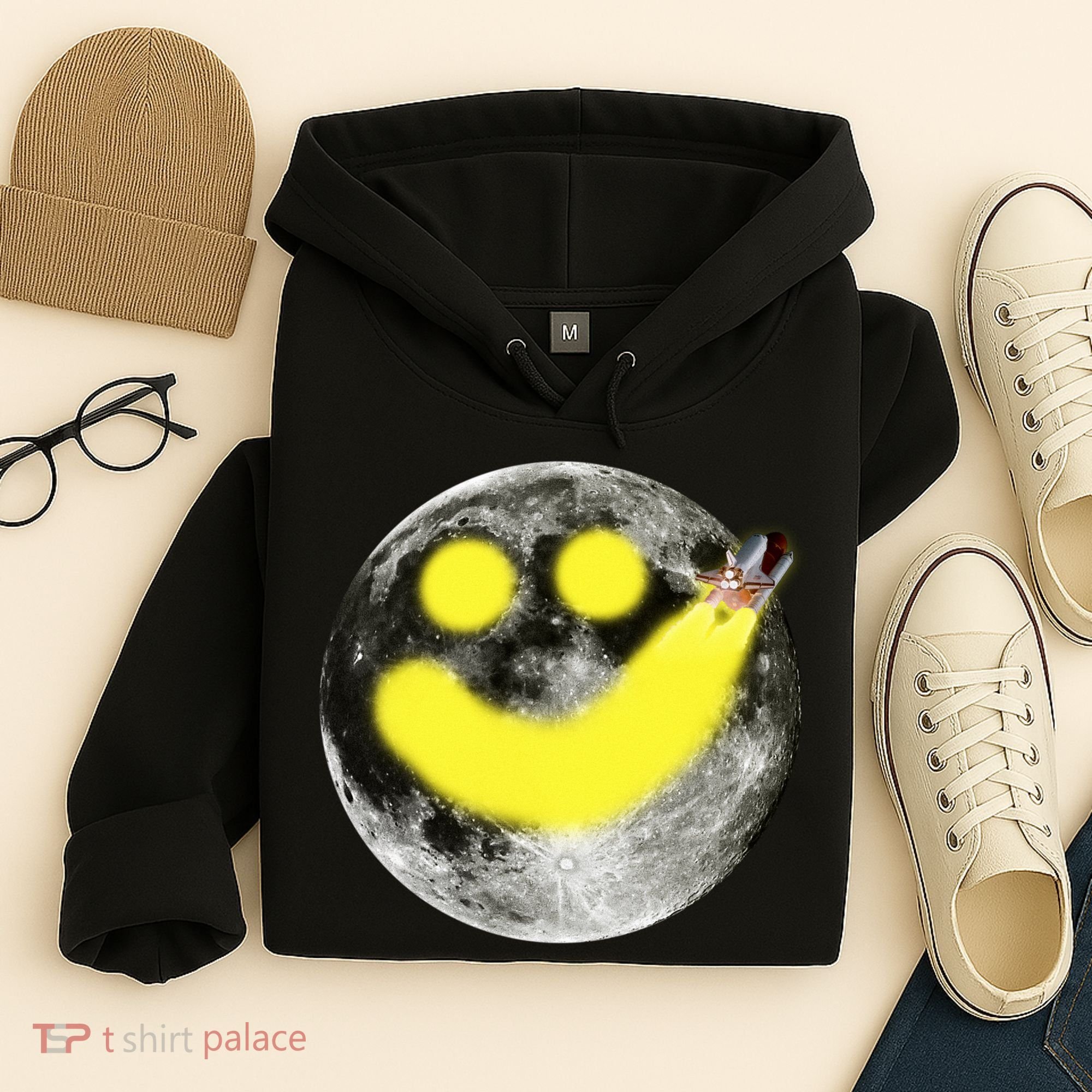 Smiley Face Happy Moon  Hoodie