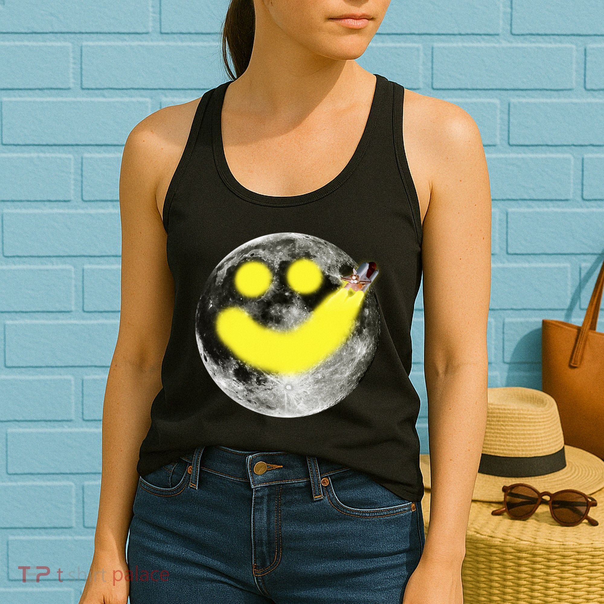 Smiley Face Happy Moon  Women's Tank Top