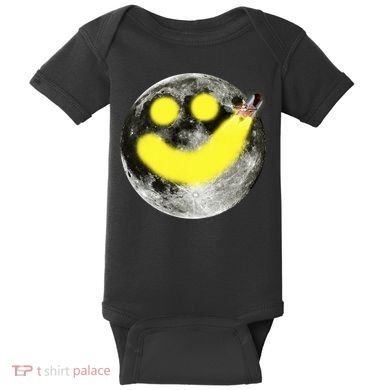 Smiley Face Happy Moon  Baby Bodysuit