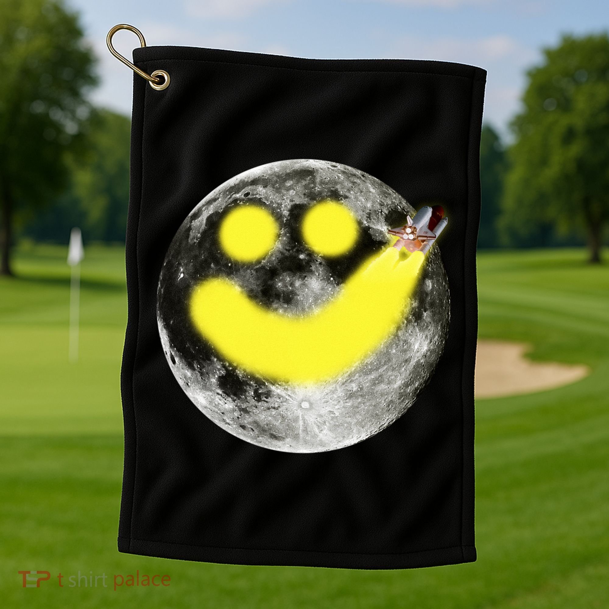 Smiley Face Happy Moon  Golf Towel