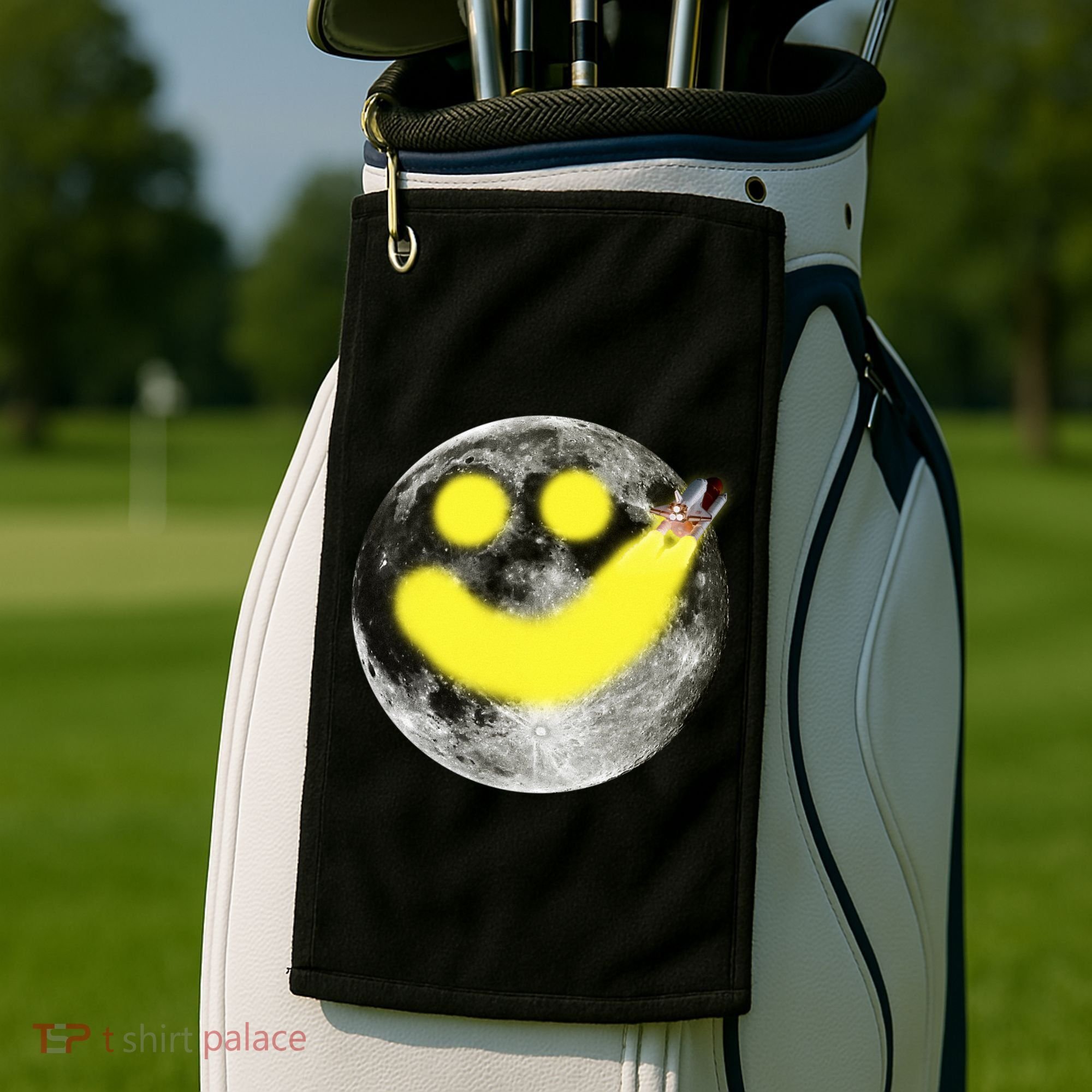 Smiley Face Happy Moon  Golf Towel