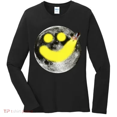 Smiley Face Happy Moon  Women's Long Sleeve Shirt