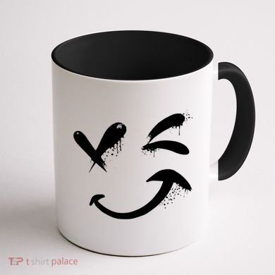 Smiley Face Winking Coffee Mug back