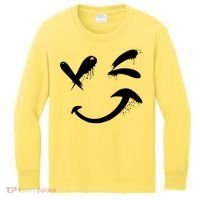 Smiley Face Winking Kids Long Sleeve Shirt thumb 0