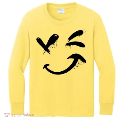 Smiley Face Winking Kids Long Sleeve Shirt