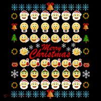 Smiley Faces Ugly Christmas Sweater Button thumb 1
