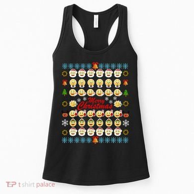 Smiley Faces Ugly Christmas Sweater Women's Tank Top